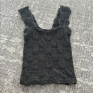 Free People Black Cropped Embellished Tank Top